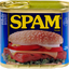 An illustrated tin of SPAM, used as a reaction emoji in a team chat.